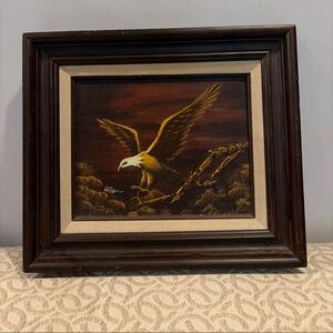 Eagle Oil Painting Artist Signed Framed  Patriotic America Wildlife Bird